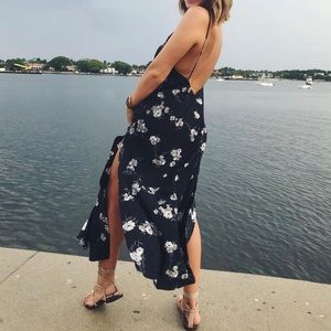 Low back high slit maxi